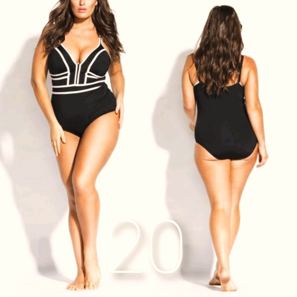City Chic Black One Piece Swimsuit Bathing…